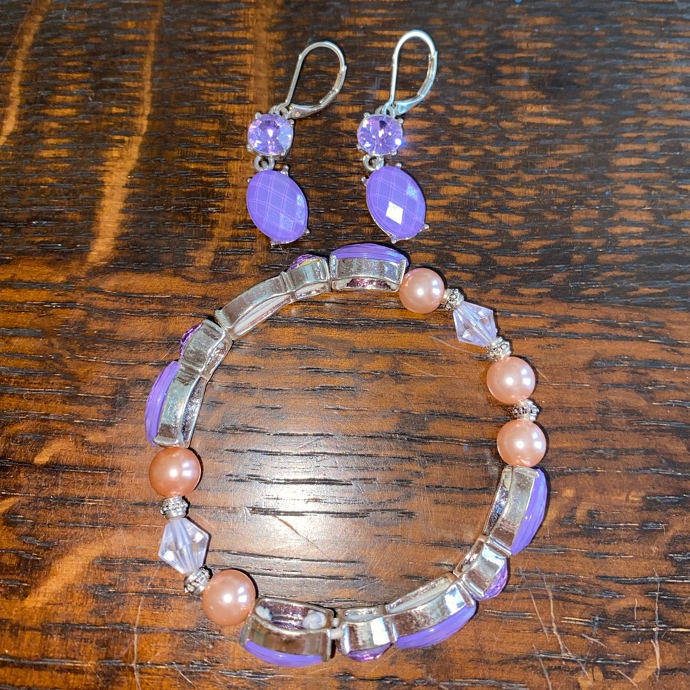 Elegant Purple and Silver Jewelry Set